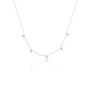 Diamond Butterfly Station Necklace 18K Rose Gold Dubai