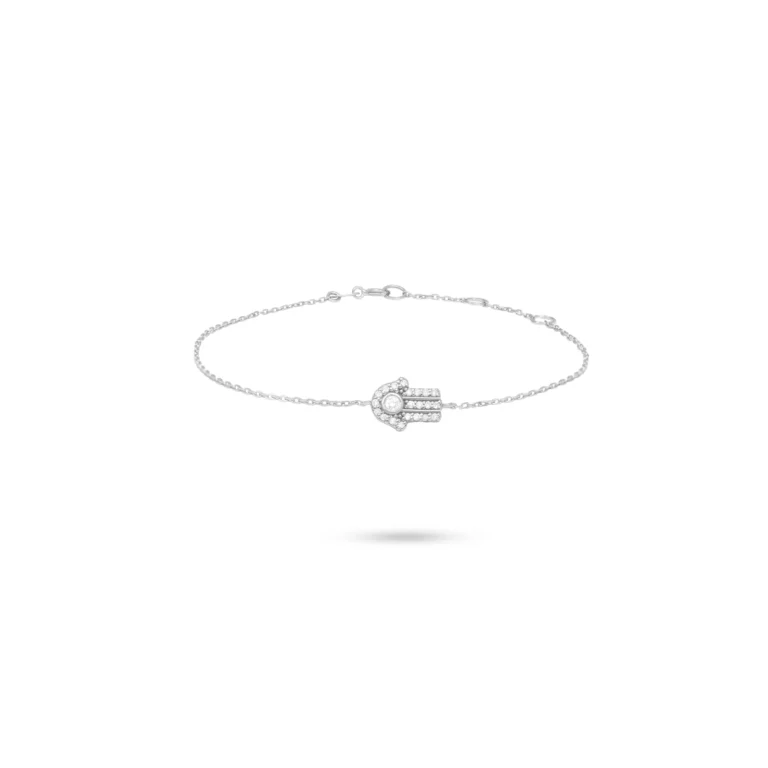 Diamond Hamsa Hand Bracelet 18K White Gold Dubai