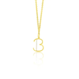 Diamond Initial Letter B Necklace 18K Yellow Gold Dubai