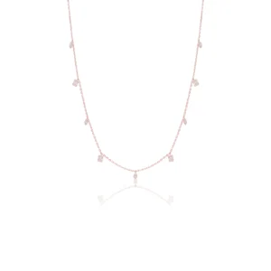 Diamond Mixed Shape Station Necklace 18K Rose Gold Dubai