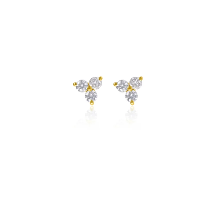 Diamond Trefoil Cluster Flatback Earring 18K White Gold Dubai