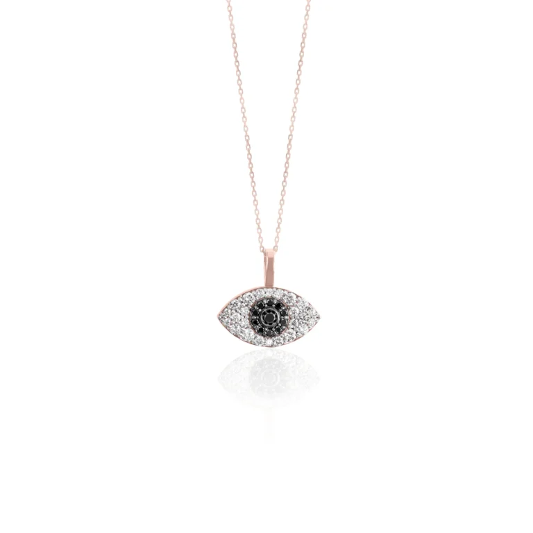 Evil Eye Black Diamond Pendant 18K Rose Gold Dubai