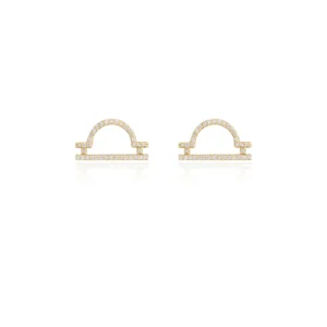 Libra Zodiac Diamond Flatback Earring 18K Yellow Gold Dubai