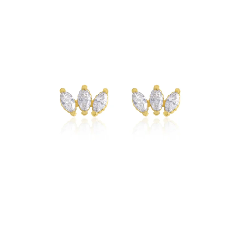 Marquise Diamond Butterfly Stud Earring 18K Yellow Gold Dubai