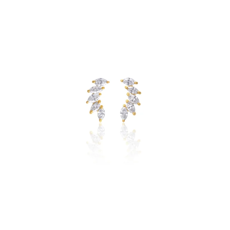 Marquise Diamond Crown Flatback Earring 18K Yellow Gold Dubai