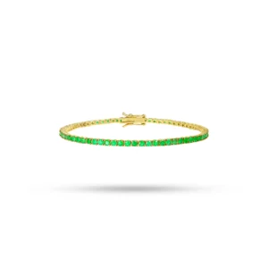 Natural Emerald Tennis Bracelet 18K Yellow Gold Dubai