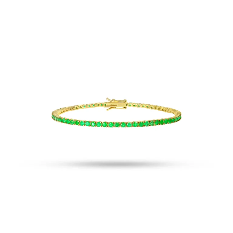 Natural Emerald Tennis Bracelet 18K Yellow Gold Dubai