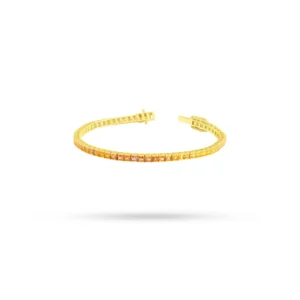 Rainbow Sapphire Princess Cut Tennis Bracelet 18K Yellow Gold Dubai