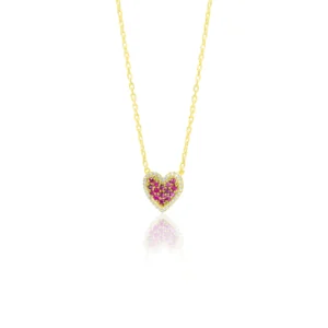 Ruby Diamond Heart Pendant 18K Yellow Gold Dubai