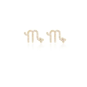Scorpio Zodiac Diamond Flatback Earring 18K Yellow Gold Dubai