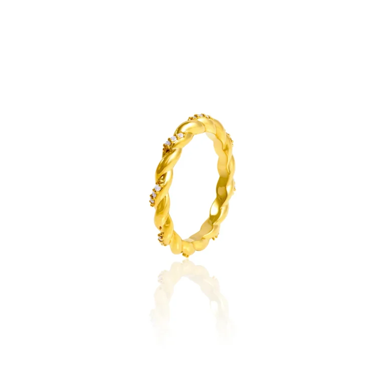 Twisted Rope Diamond Band 18K Yellow Gold Dubai