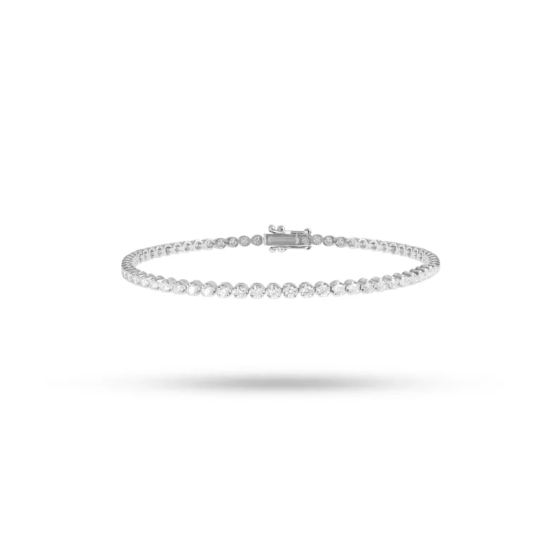 White Diamond Tiger Prong Tennis Bracelet 18K White Gold Dubai